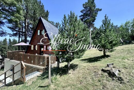 LES ANGLES – CHALET 4 FACES – 90 m² – TERRAIN DE 1 185 m² – VUE LAC DE MATEMALE – VENDU MEUBLÉ